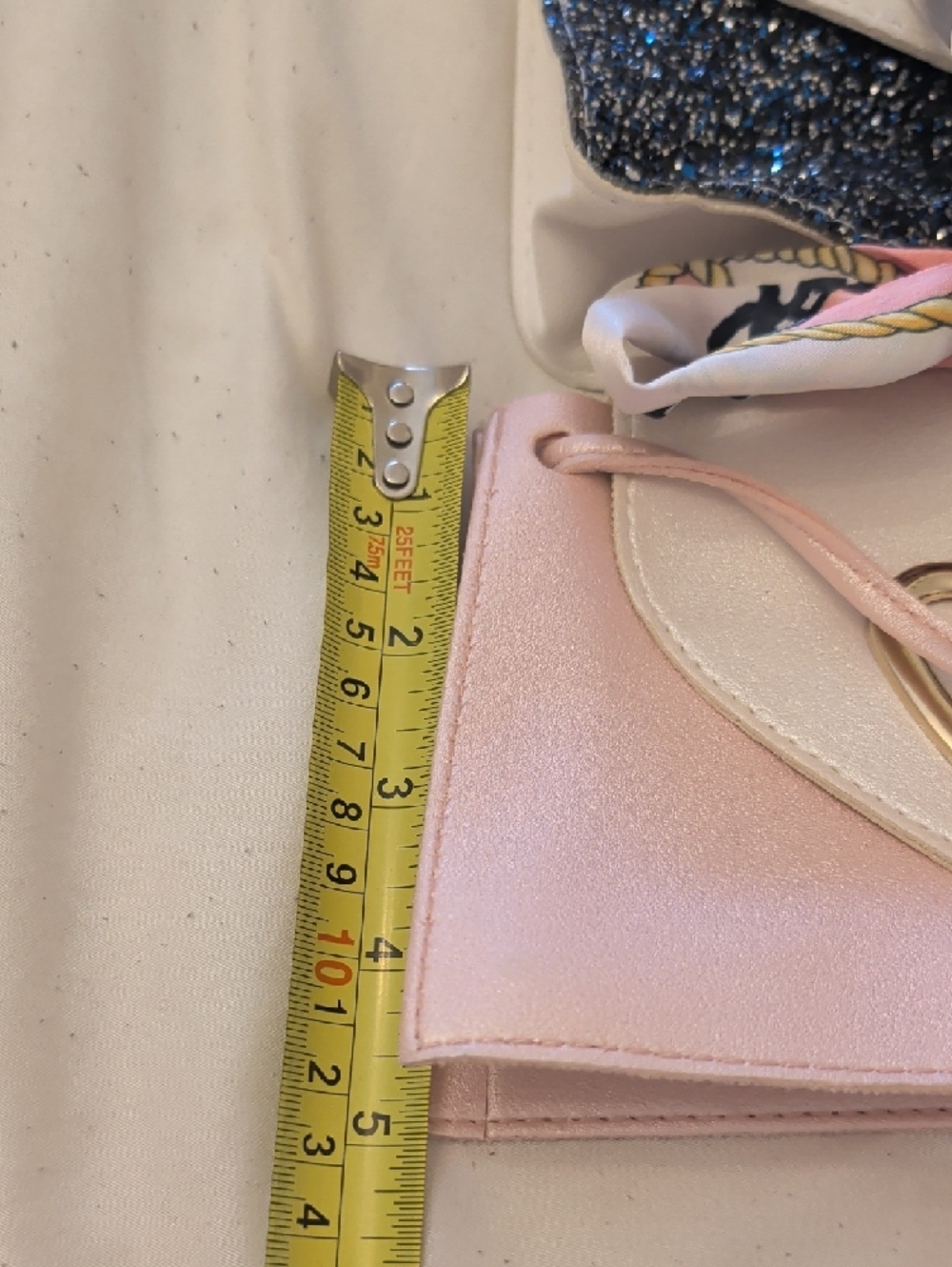 Women's White and Pink Crossbody Bag Set - Fashion Scarf Detail Set Of 3 - Picture 3 of 10